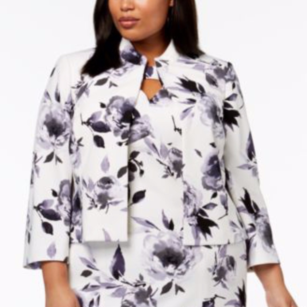 Kasper Floral-print Crepe Blazer